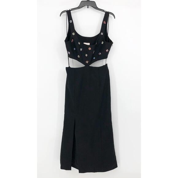 CINQ À SEPT Quinny Embellished Cutout Dress Black Size 10 Scoop Neck NWOT - Picture 4 of 16